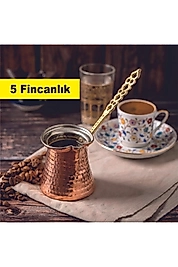 El Dövme Maraş Bakır Cezve, Kahve Cezvesi, Kahve Pişirme Cezvesi - 5 Kişilik
