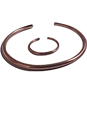 %100 Saf Bakır Ince Yüzüklü Bileklik Set Unisex