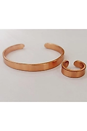 Saf %100 El Yapımı Bakır Bileklik Ve Yüzük-her Bileğe Uygun