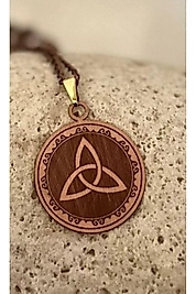 %100 Gerçek Saf Bakır Motifli Bakır Kolye -Triquetra kolye