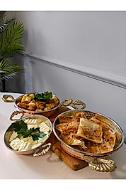 Kalın Saf Bakır Sahan Tava Dövme Tava Seti 4'lü -Kalın Omlet Mıhlama Menemen Sahanı Tavası