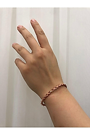 %100 Bakır Bileklik Burgu 3 Mm Model Stres Önleyici Vücudun Elektriğini Alır