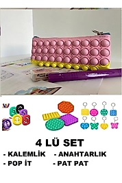 Push Bubble Fidget Oyuncak Kalemlik Popit Gökkuşağı Kalem Kutu Zihinsel Stres Oyunu