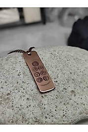 %100 Gerçek Saf Bakır Motifli Bakır Kolye -7 Çakra Kolye