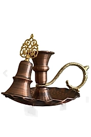 Oksitli Şinanay Şamdan ve Mumluk Bakır Mum Söndürücü