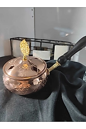 Bakır Lüx Tütsülük Buhurdanlık Sosluk Desenli Gümüş-Oksit Bakır-Bakır