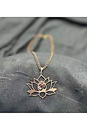 %100 Gerçek Saf Bakır Motifli Bakır Kolye -Lotus Çiçekli Kolye