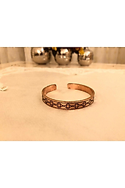 Saf Bakır Bileklik Motifli-her Bileğe Uygun-geçmeli-unisex-