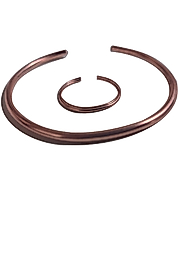 %100 Saf Bakır İnce Yüzüklü Bileklik Set Unisex