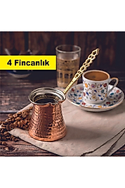 El Dövme Maraş Bakır Kahve Pişirme Cezvesi  4 Kişilik