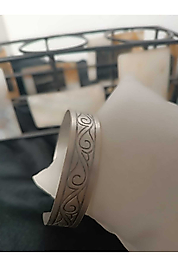 %100 Saf Bakır Bileklik Motifli Model -Gümüş Kaplamalı Enli