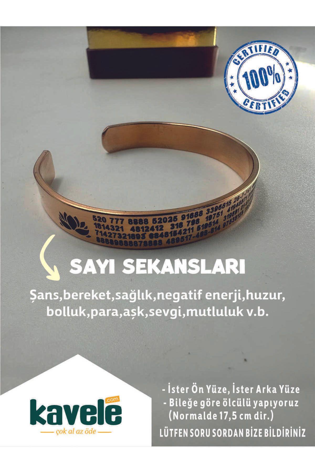 Ham Saf Bakır Sayı Sekanslı Bakır Bileklik-Hediyelik Kutuda