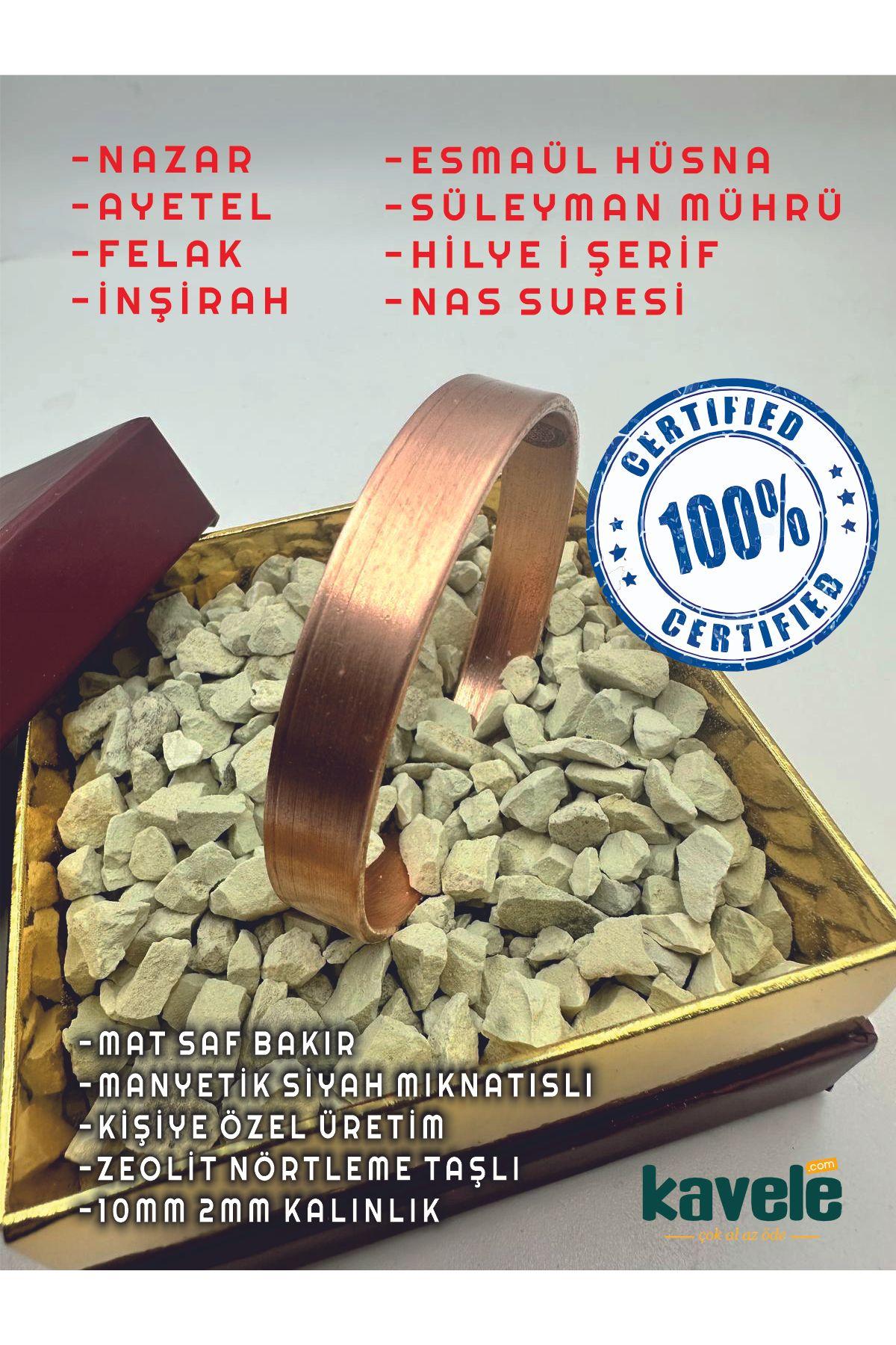 Mıknastıslı Zeolitli Nötrleme kumlu taşlı Saf Bakır Bileklik