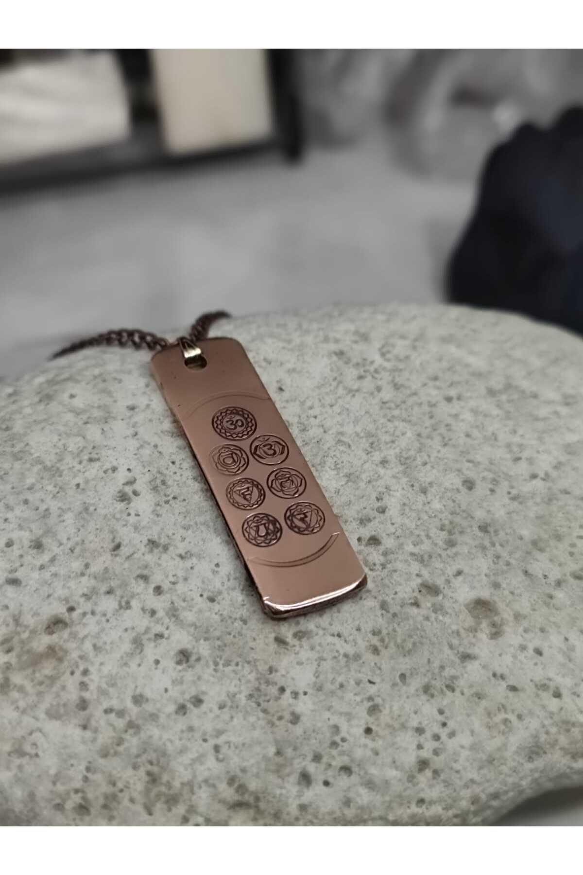 %100 Gerçek Saf Bakır Motifli Bakır Kolye -7 Çakra Kolye