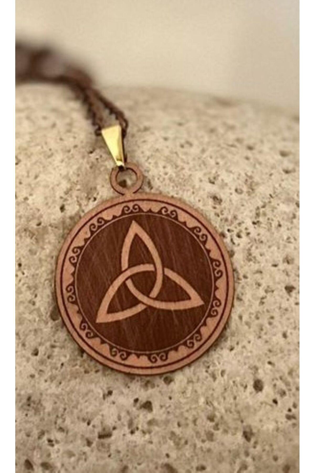 %100 Gerçek Saf Bakır Motifli Bakır Kolye -Triquetra kolye