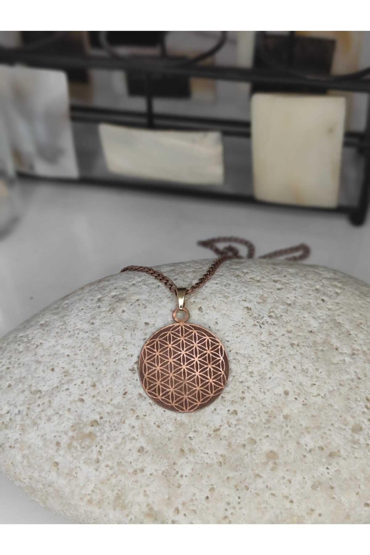 %100 Gerçek Saf Bakır Motifli Bakır Kolye -Yaşam Kolye