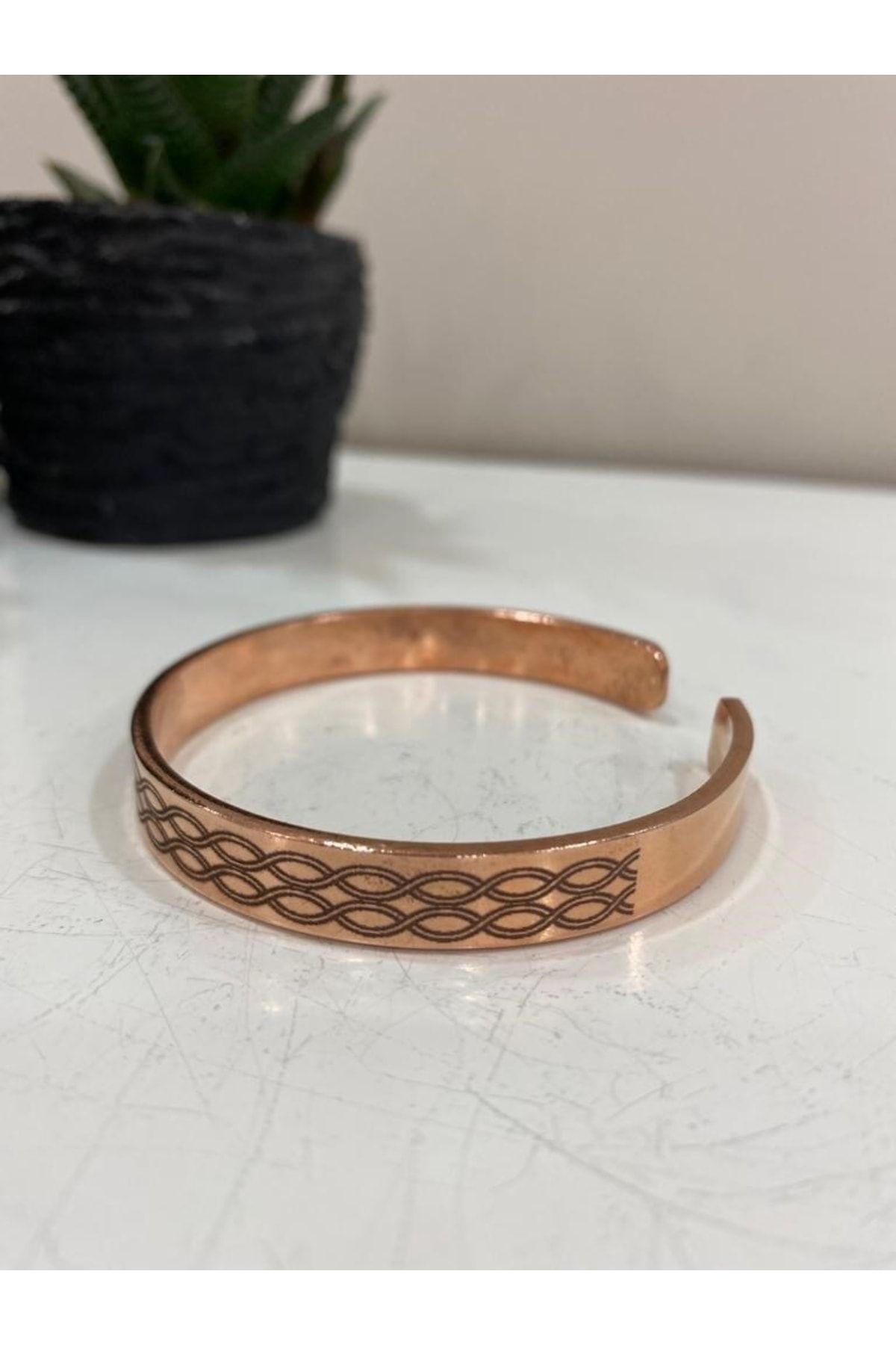 Saf Bakır Bileklik -her Bileğe Uygun-geçmeli-unisex-