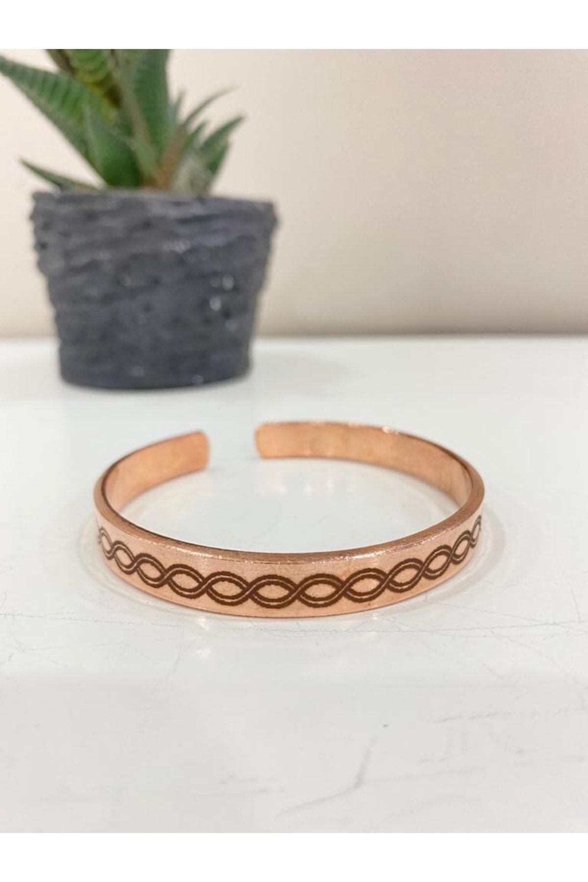 Saf Bakır Bileklik Tekli Zincir -her Bileğe Uygun-geçmeli-unisex-