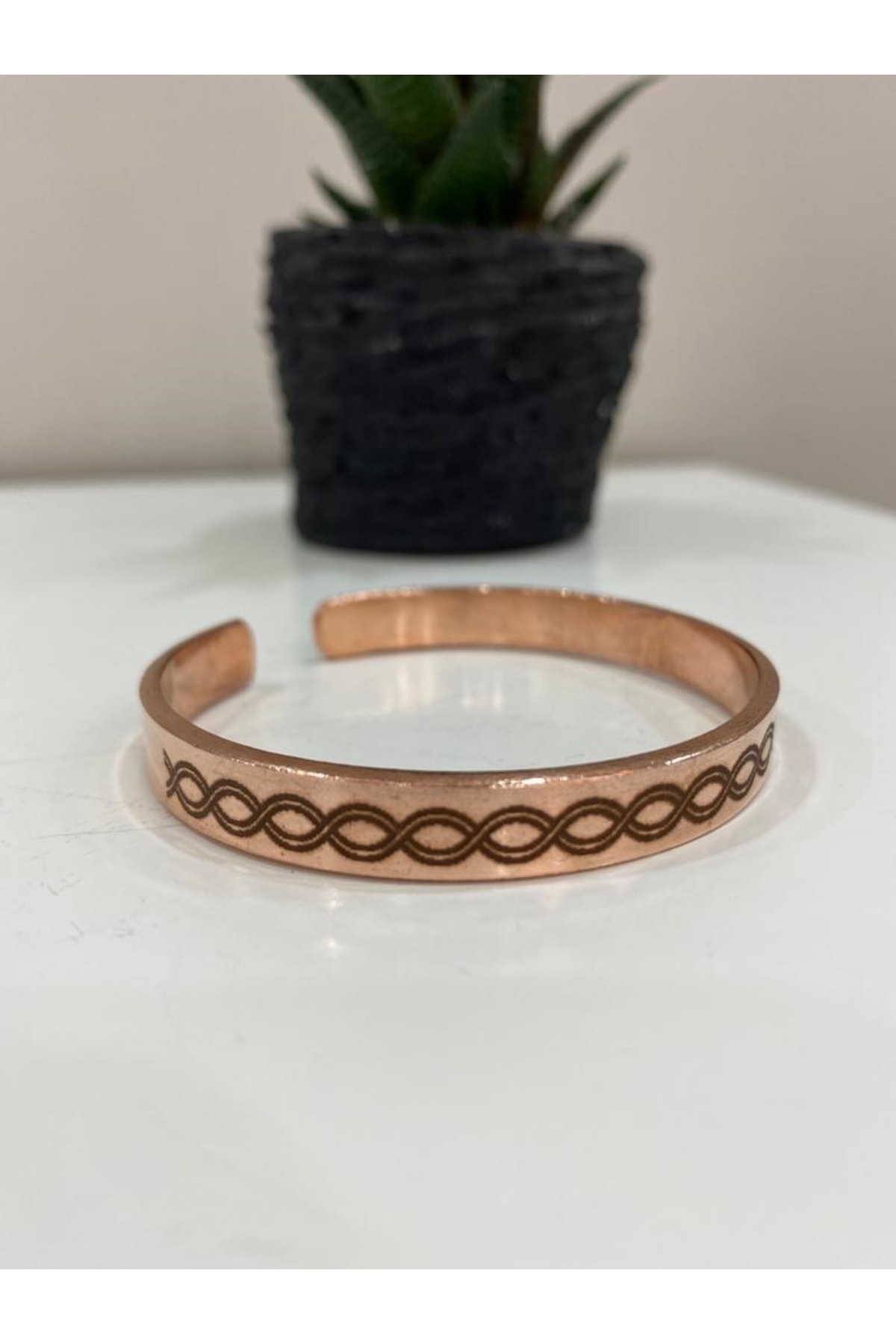 Saf Bakır Bileklik Tekli Zincir -her Bileğe Uygun-geçmeli-unisex-