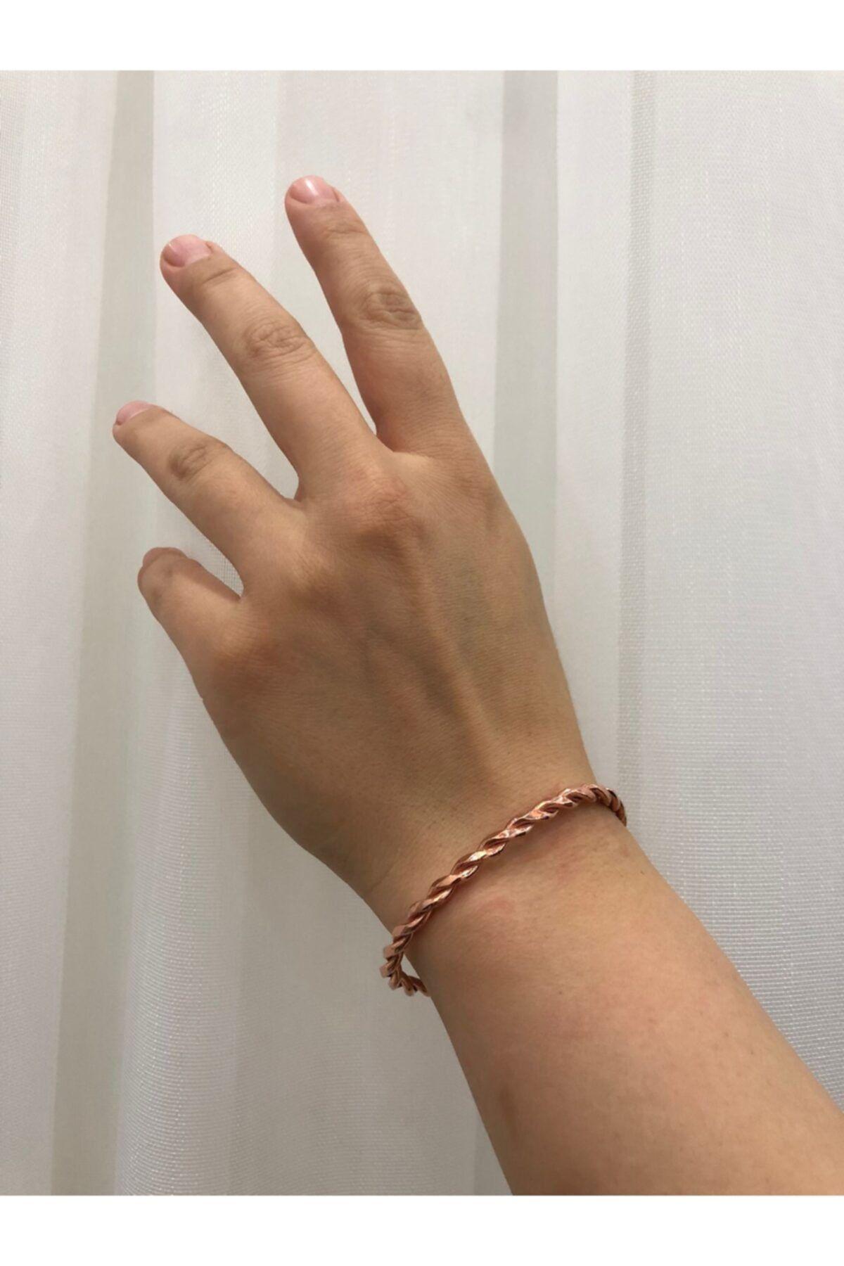 %100 Bakır Bileklik Burgu 3 Mm Model Stres Önleyici Vücudun Elektriğini Alır