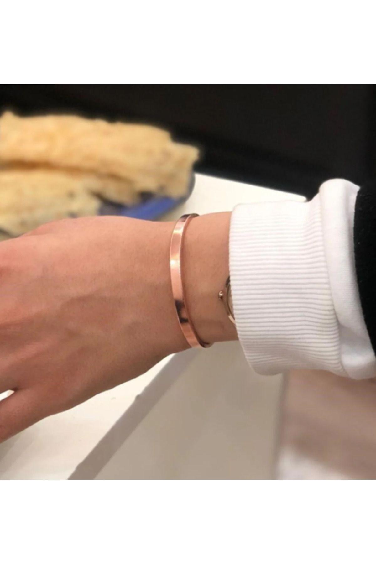 %100 Ince Zarif Bakır Bileklik Unisex 17-18 Cm-cilasız