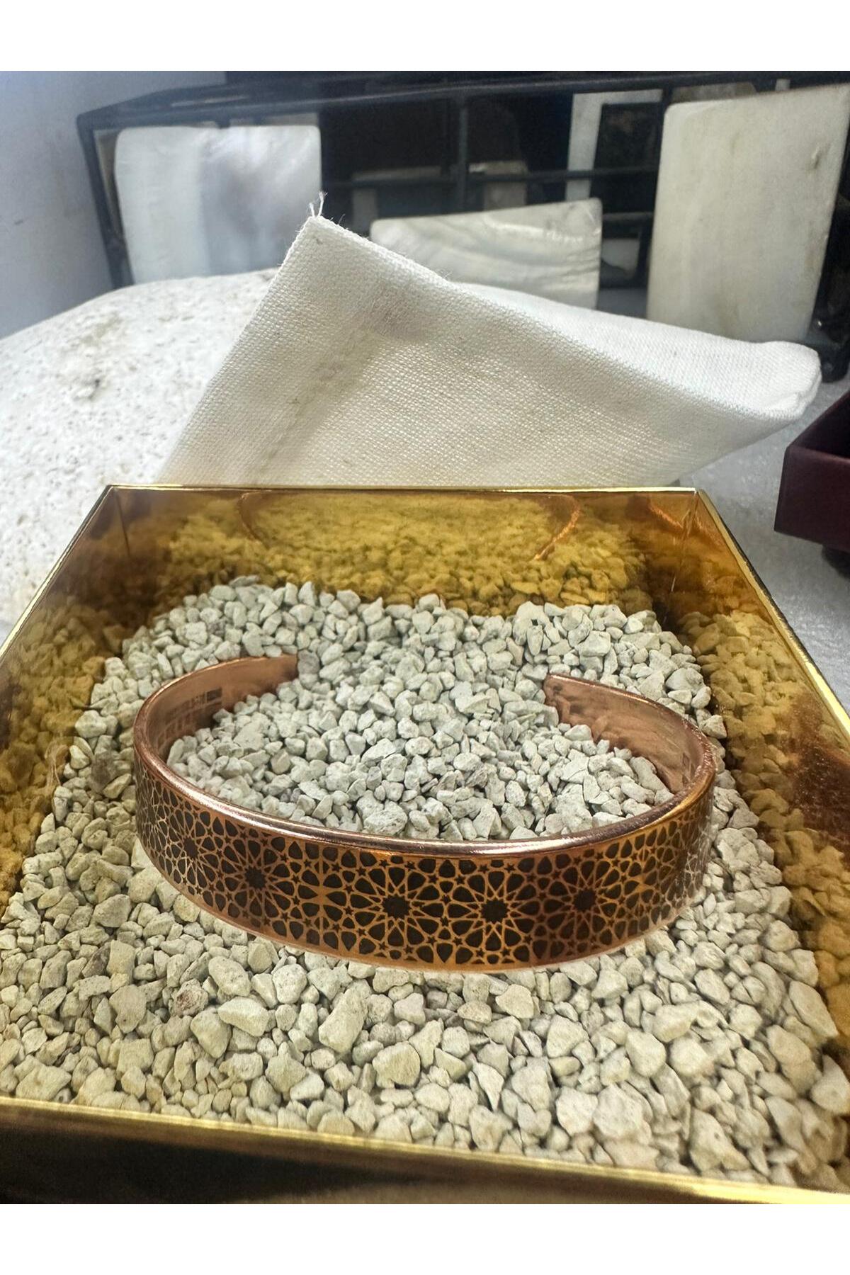 Saf Bakır Full Koruma Zırhlı Motifli Özel Kumlu Bileklik 17 Cm 35-40gr