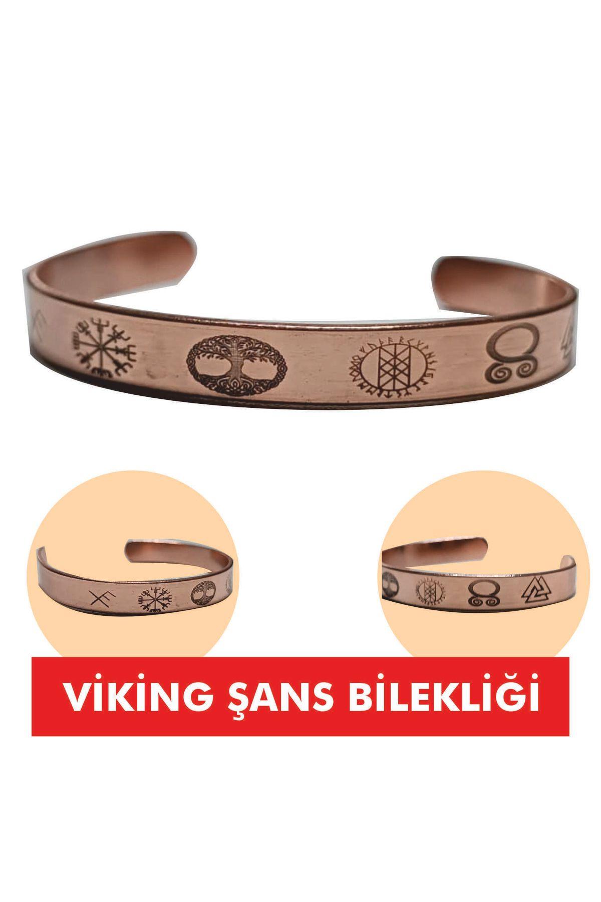 %100 Saf Bakır Viking Şans Bilekliği Bakır Bileklik Unisex