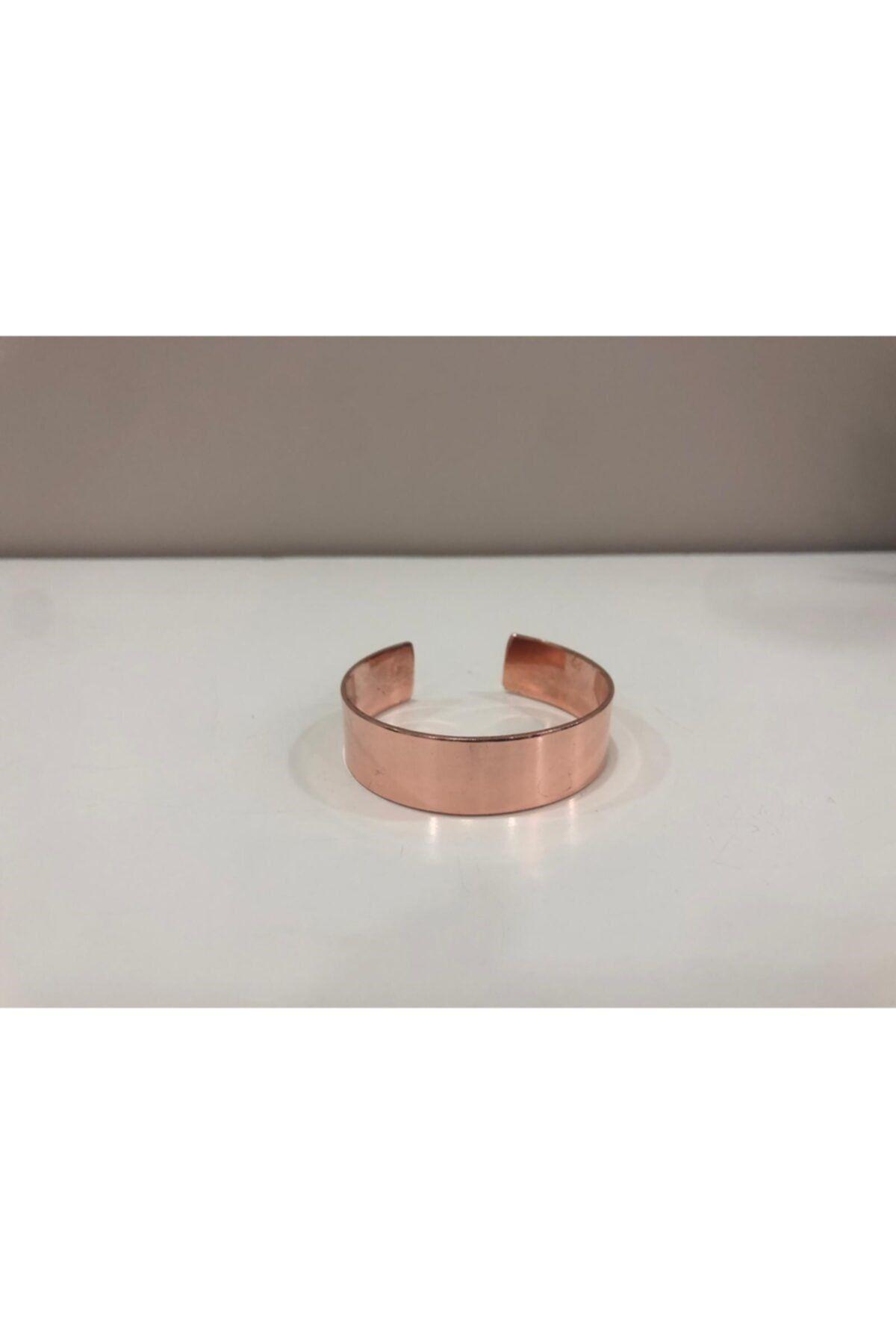 %100 Bakır Bileklik Kalın Düz Model Stres Önleyici Vücudun Elektriğini Alır