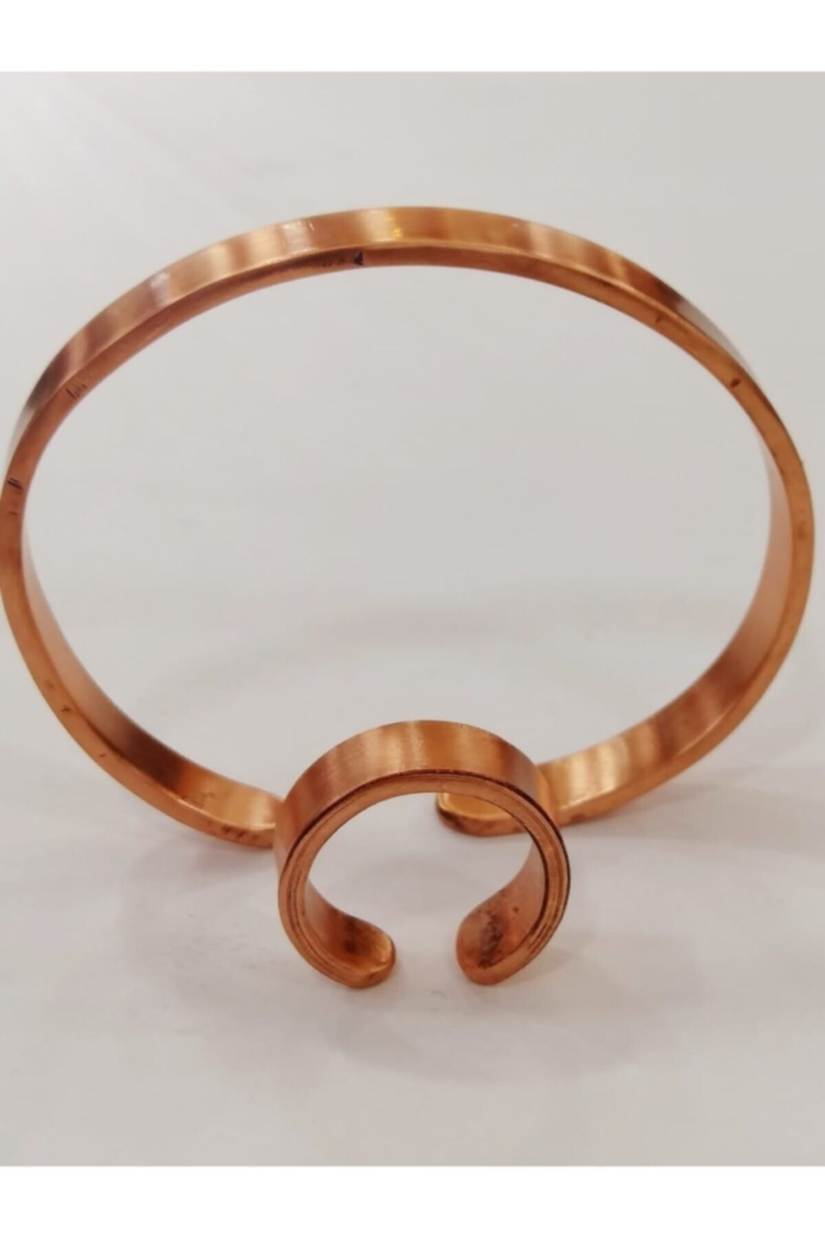 Saf %100 El Yapımı Bakır Bileklik Ve Yüzük-her Bileğe Uygun