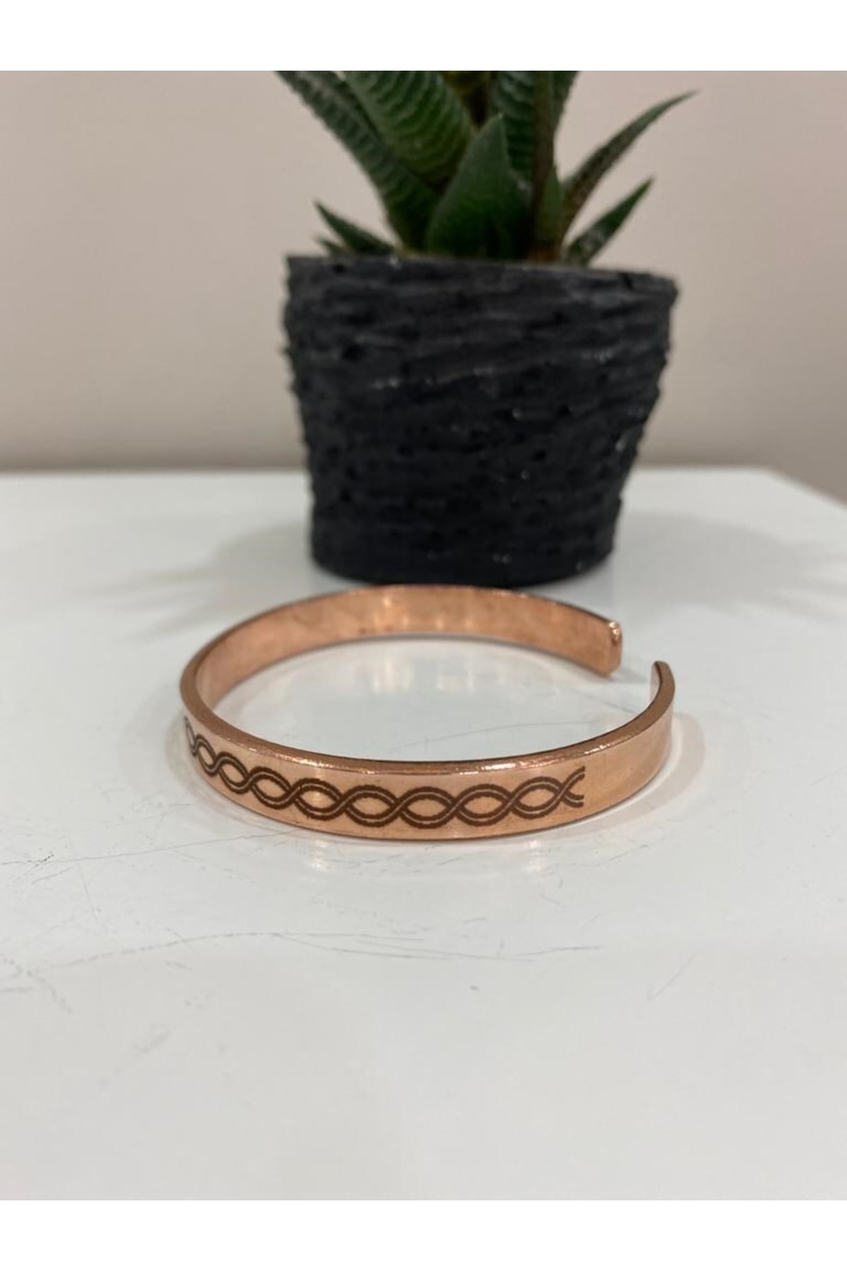 Saf Bakır Bileklik Tekli Zincir -her Bileğe Uygun-geçmeli-unisex-