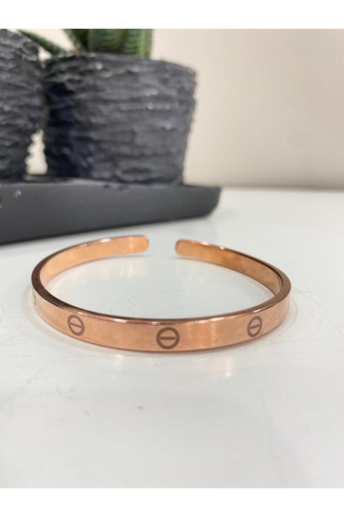 Saf Bakır Bileklik Model -her Bileğe Uygun-geçmeli-unisex-
