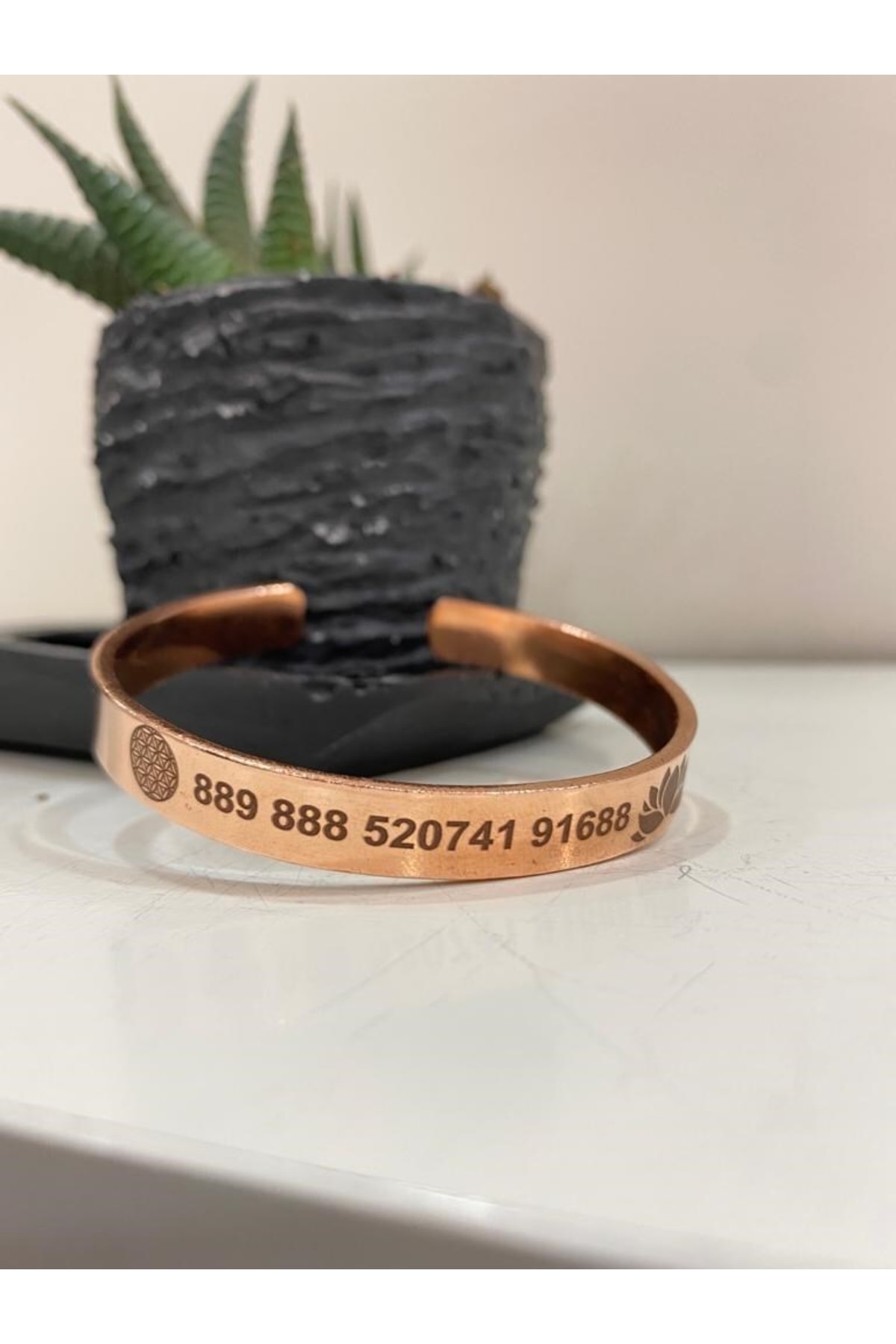 Sayı Sekans Saf Bakır Bileklik -her Bileğe Uygun-geçmeli-unisex-