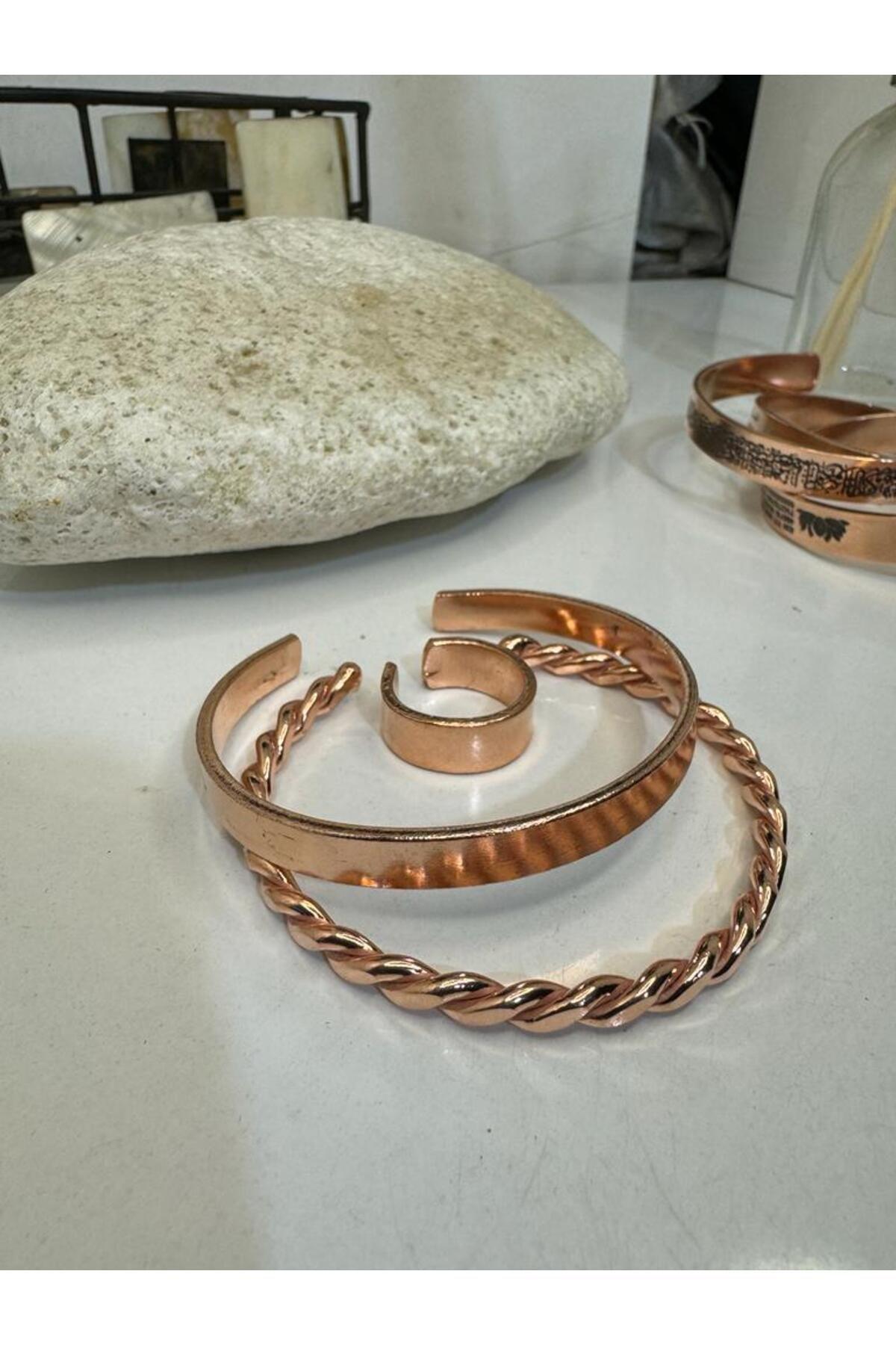%100 Saf Bakır Bileklik- Burgulu Set Bakır Bileklik