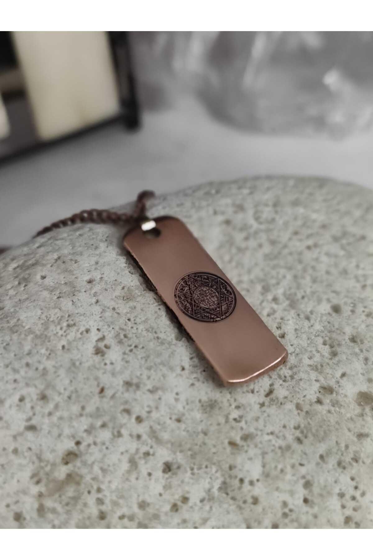 %100 Gerçek Saf Bakır Motifli Bakır Kolye -Hz.Süleyman Mührü Kolye
