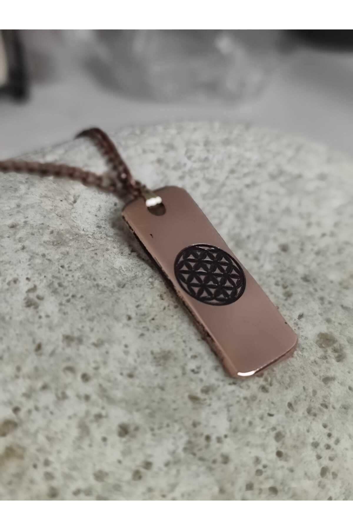 %100 Gerçek Saf Bakır Motifli Bakır Kolye -Yaşam Çiçeği Kolye