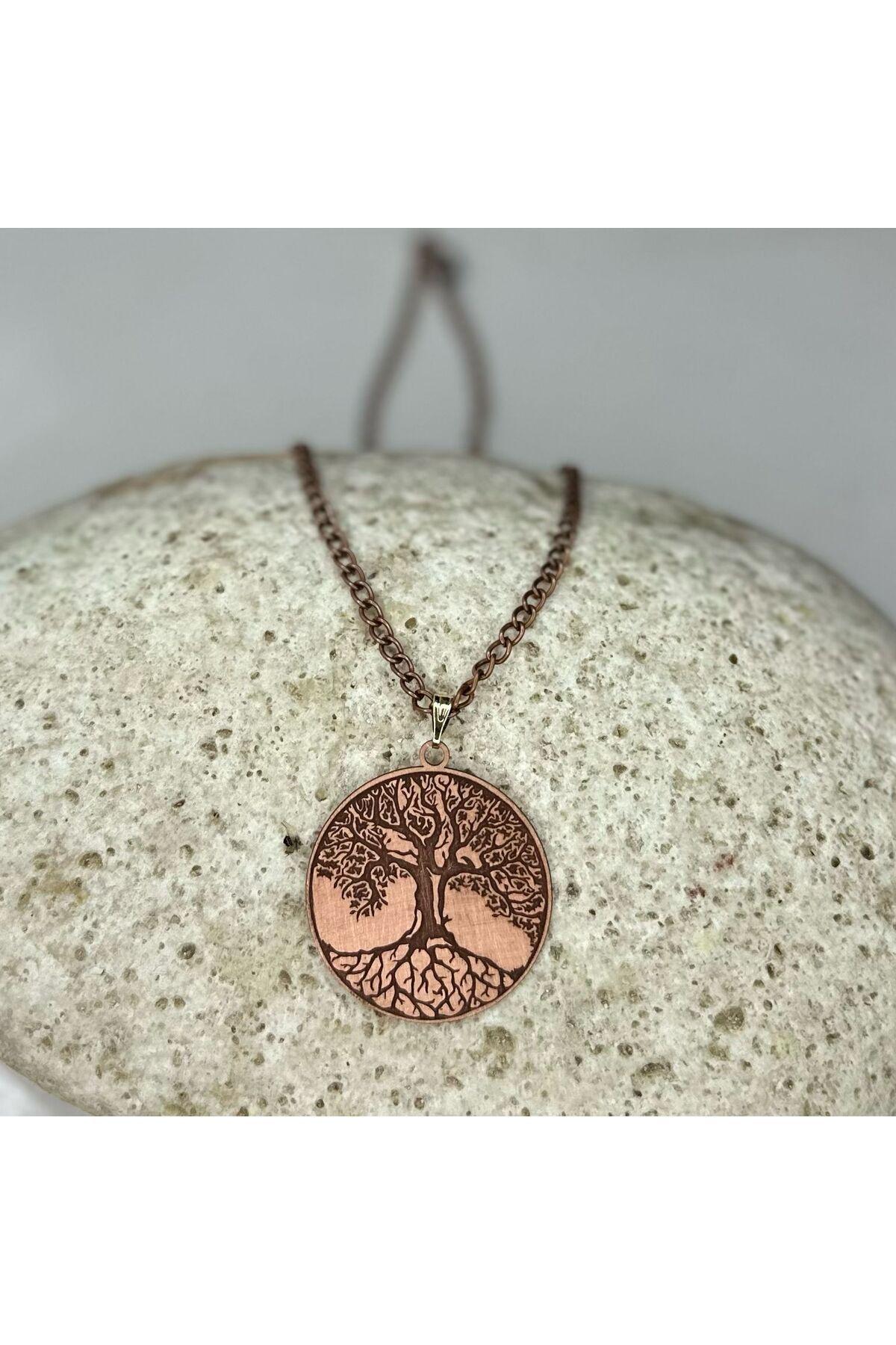 %100 Gerçek Saf Bakır Motifli Bakır Kolye -Hayat Ağaçlı Kolye