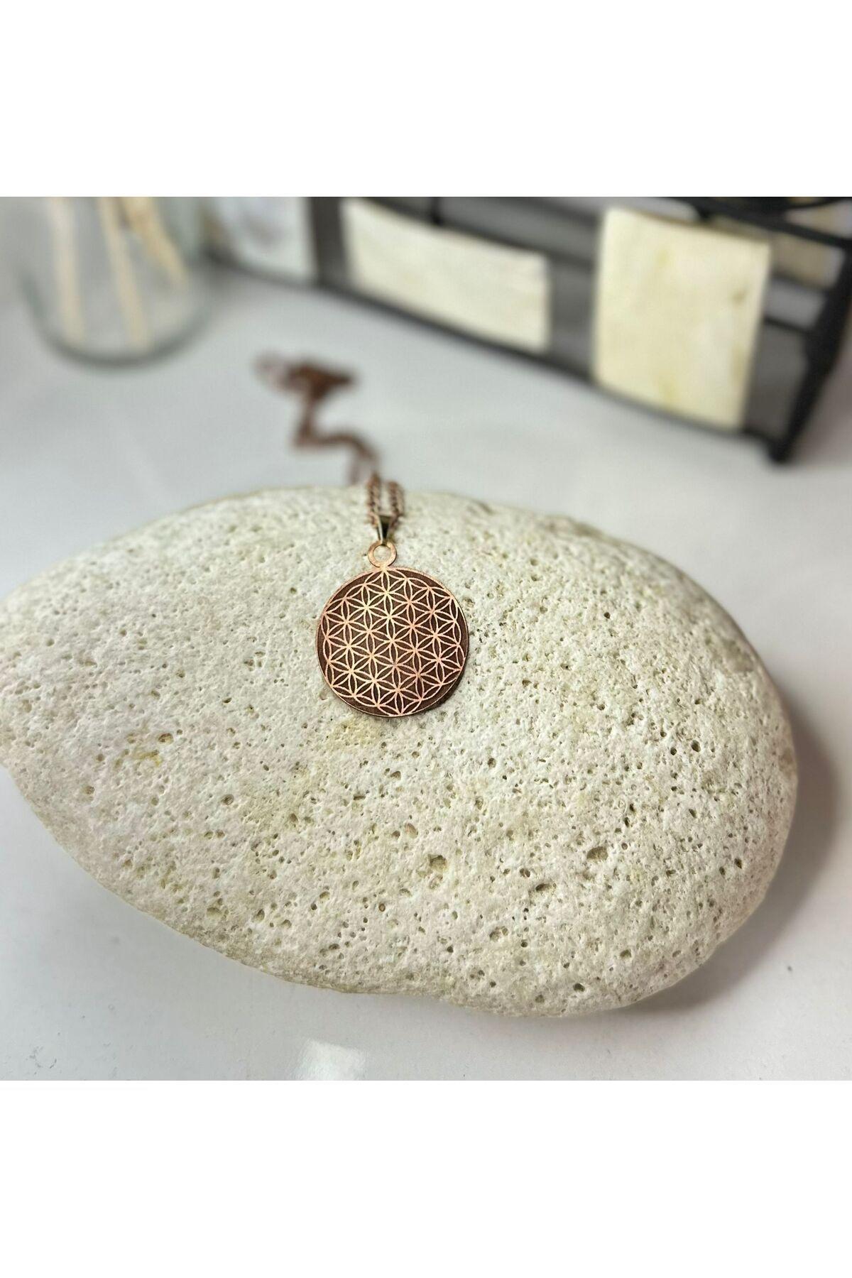 %100 Gerçek Saf Bakır Motifli Bakır Kolye -Yaşam Çiçekli