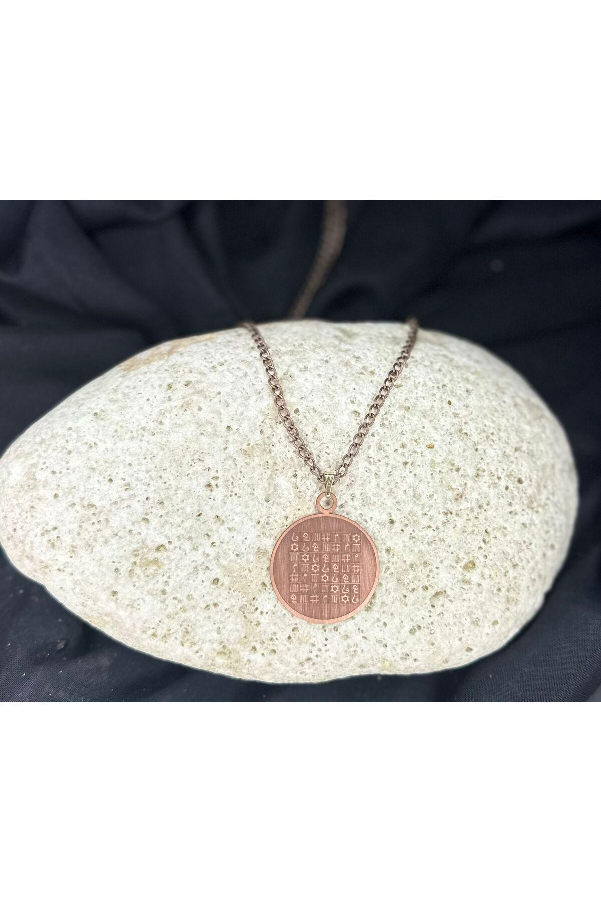 %100 Gerçek Saf Bakır Motifli Bakır Kolye -