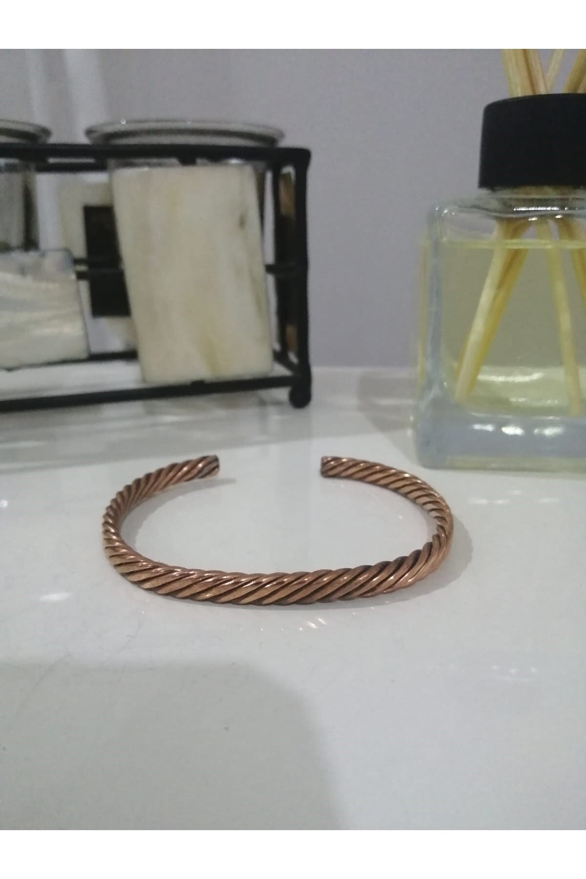 Saf Bakır Burgu Bileklik Motifli %100 Bakır Her Bileğe Uygun Geçmeli