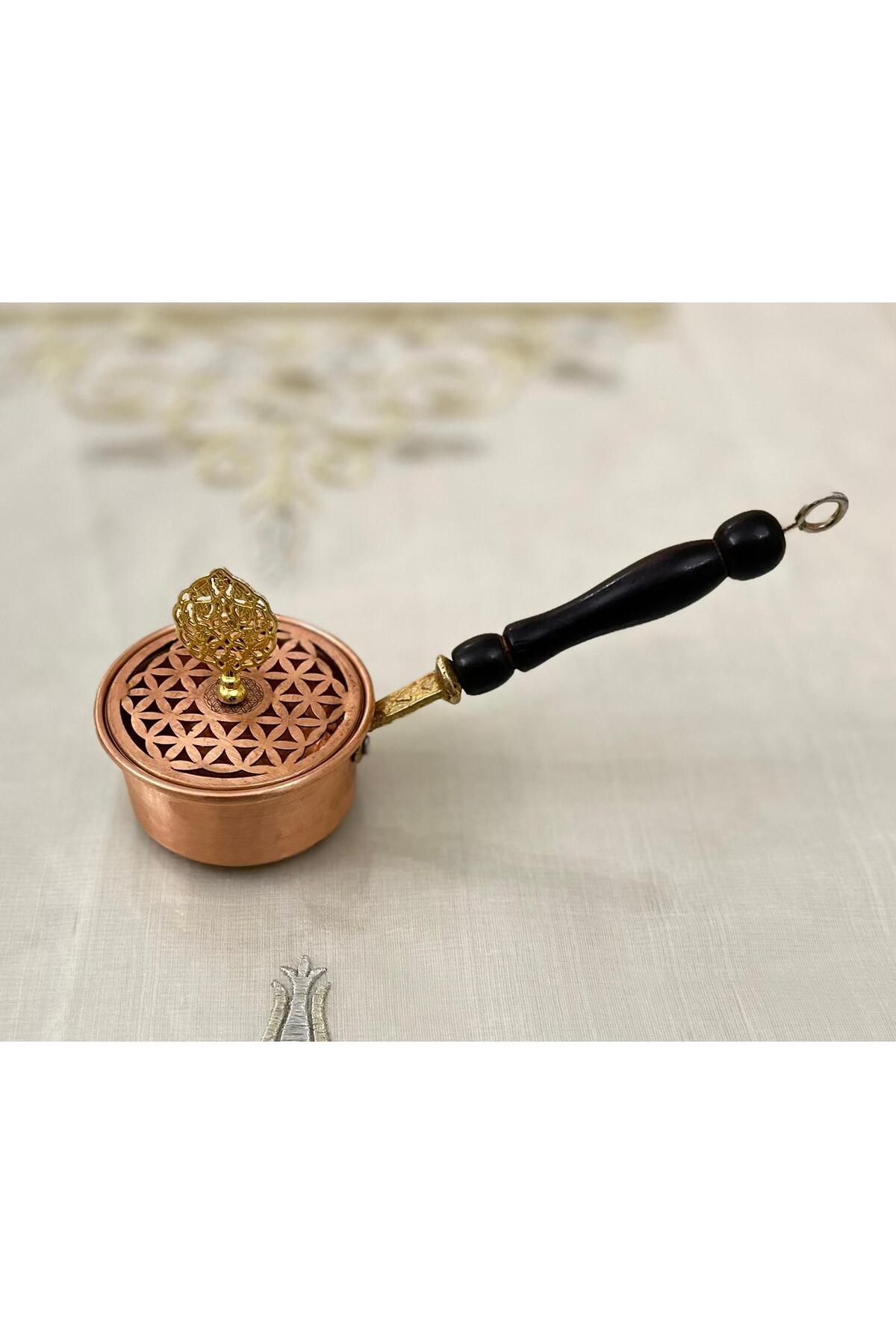 Bakır Lüx Yaşam Çiçekli Tütsülük Buhurdanlık Sosluk Yaşam Çiçekli