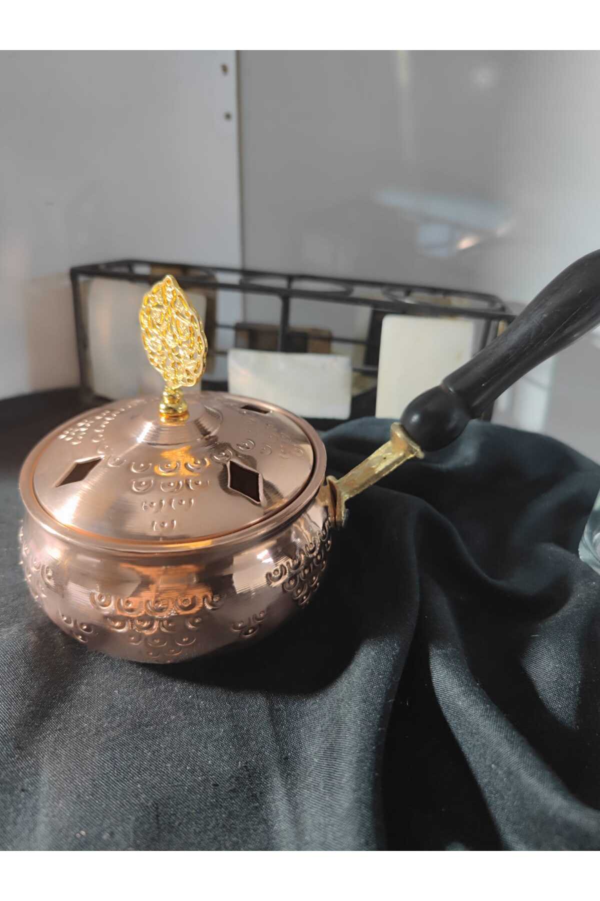 Bakır Lüx Tütsülük Buhurdanlık Sosluk Desenli Gümüş-Oksit Bakır-Bakır