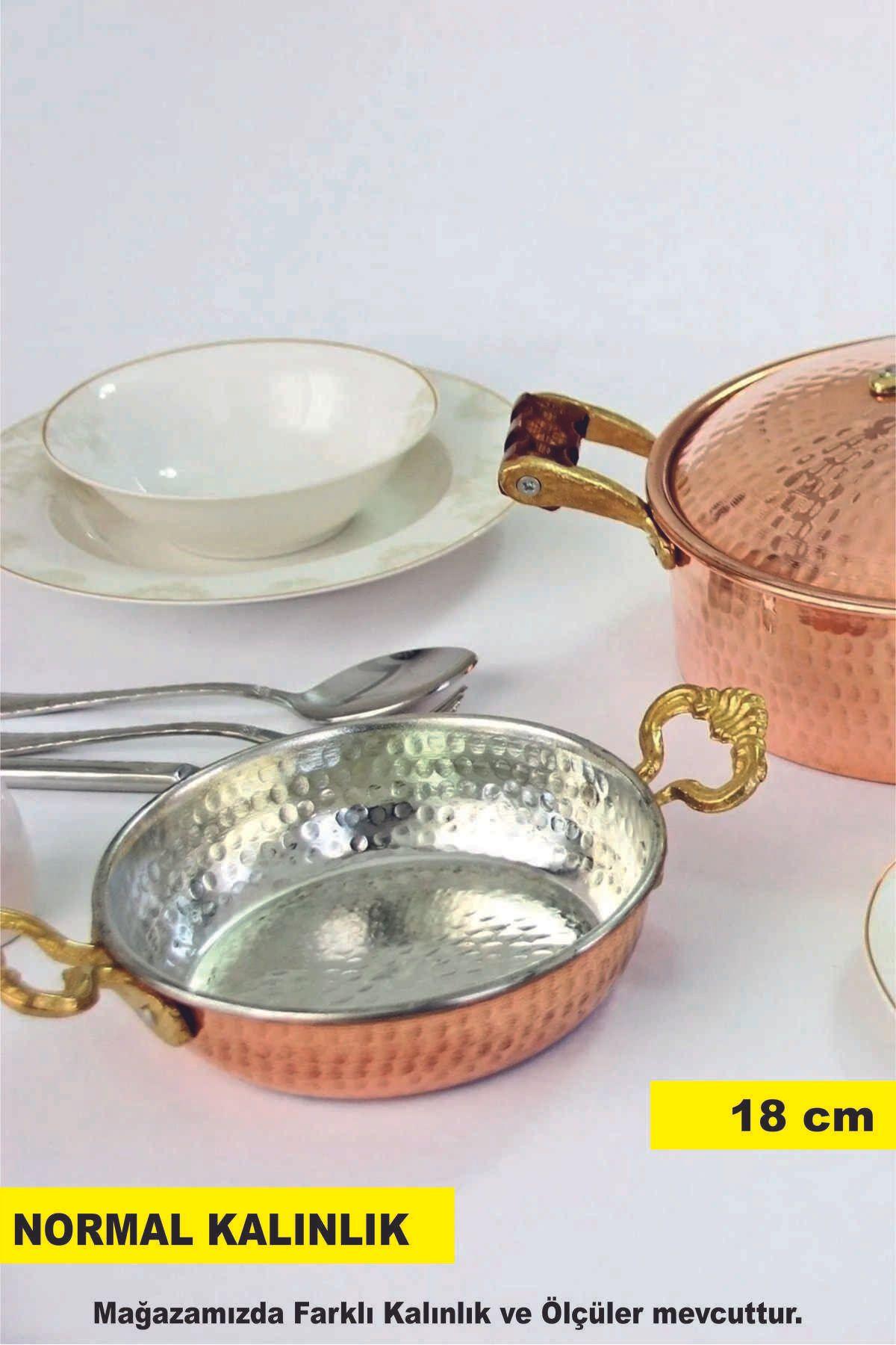 18 Cm Dövme Bakır Sahan Yumurta Tava Kuymak Menemen Tava 18 Cm