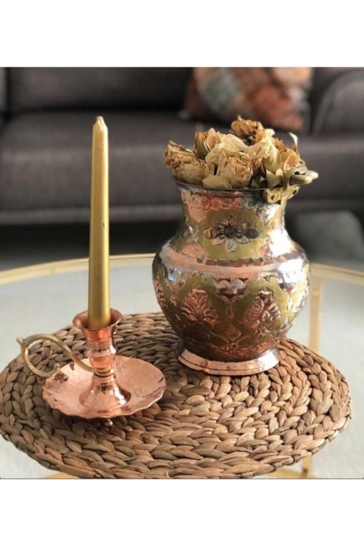 Bakır Fırfırlı Şamdan&mumluk Parlak