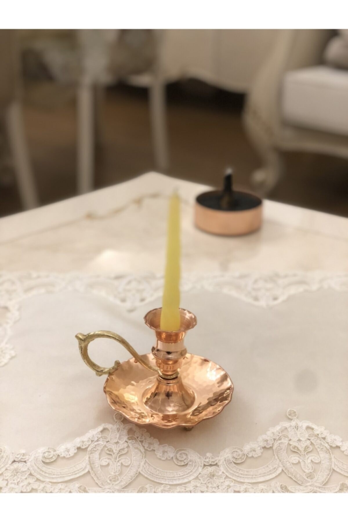 Bakır Fırfırlı Şamdan&mumluk Parlak