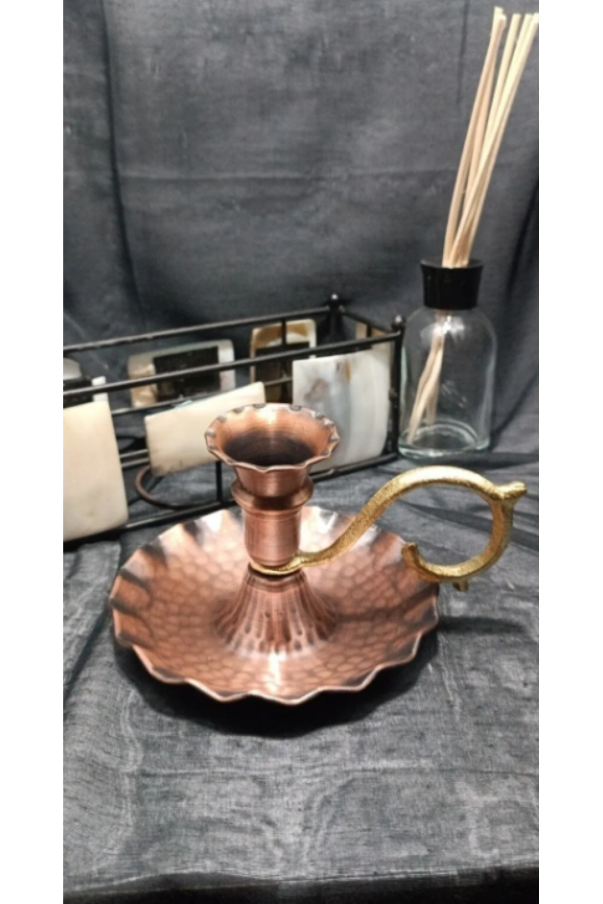 Bakır Şamdan&mum Söndürücü Eskitme