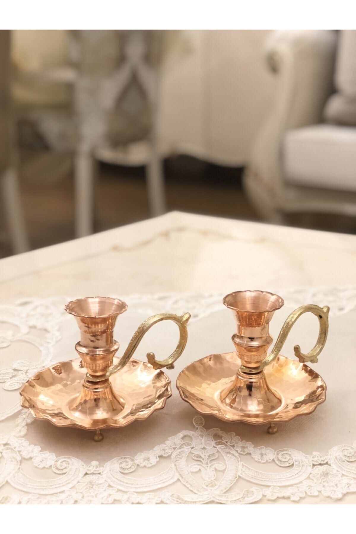 Bakır Fırfırlı Şamdan&şinanay 2'li